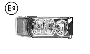 Faro Destro Elettrico Con Motore Alogeno Luce Diurna Base Nera Senza Lampadina (Led-H1-H21W-H7) Scania Serie R2010 OE 2416141