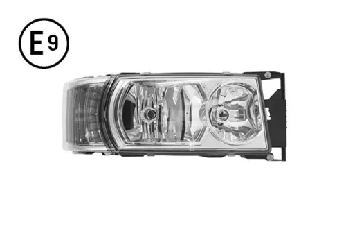 Faro Destro Manuale Alogeno Luce Diurna Base Cromata Senza Lampadina (Led-H1-H21W-H7) Scania Serie R2010 OE 1949896 - 2241827