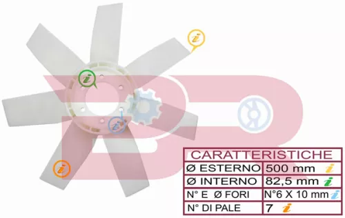 7-BLADE RADIATOR FAN D.500 MM.