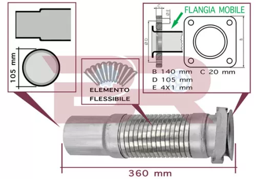 TUBO SCARICO D. 105 - L. 360